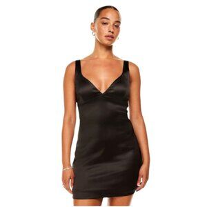 Babaton Aritzia‎ Dress Women 4 Black Satin Lala Dress Sheath Party Cocktail LBD